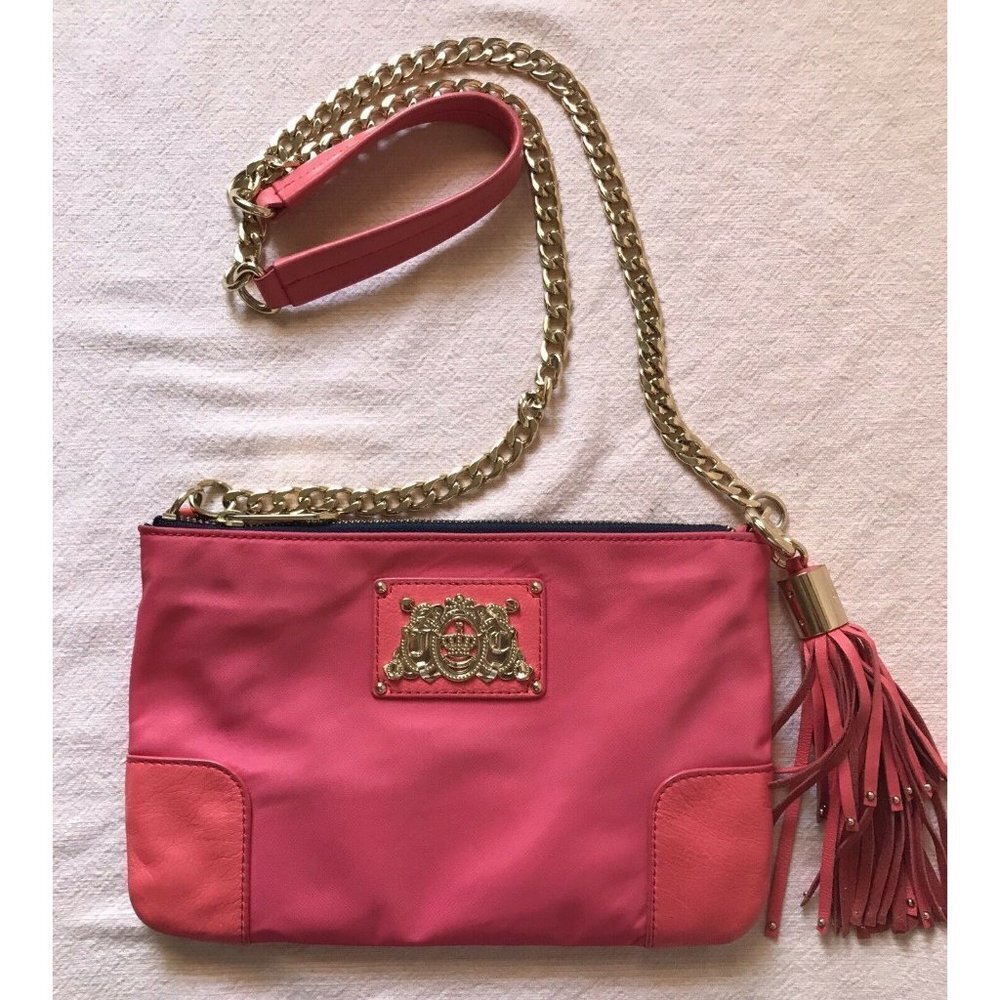 Juicy Couture Pink Cross Body Gold Chain Tassel Purse